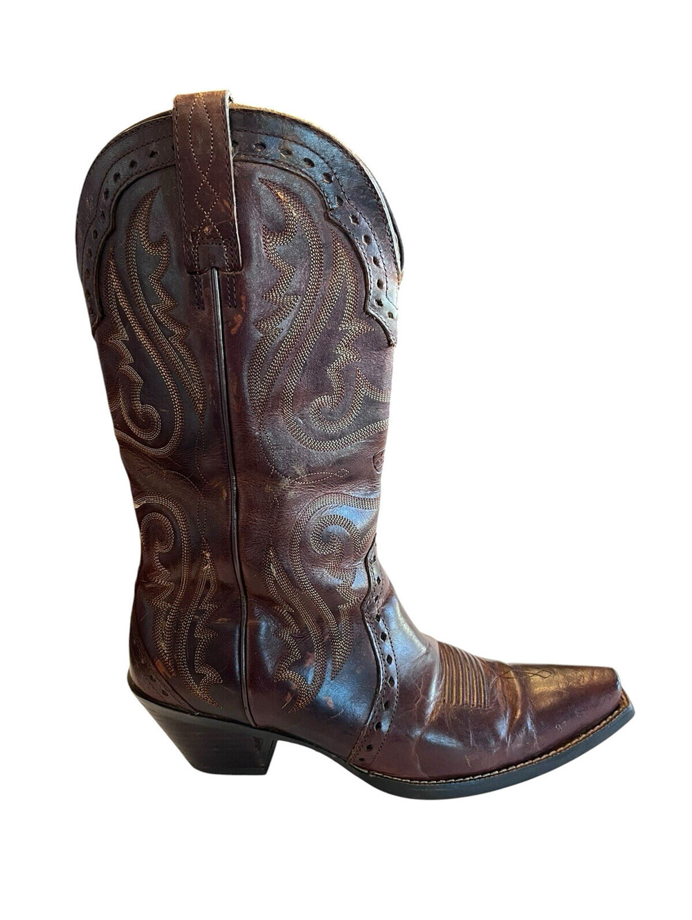 Ariat Boots Womens Sz 8.5C Wide  Heritage X Toe Western Snip Toe Boot Carmel